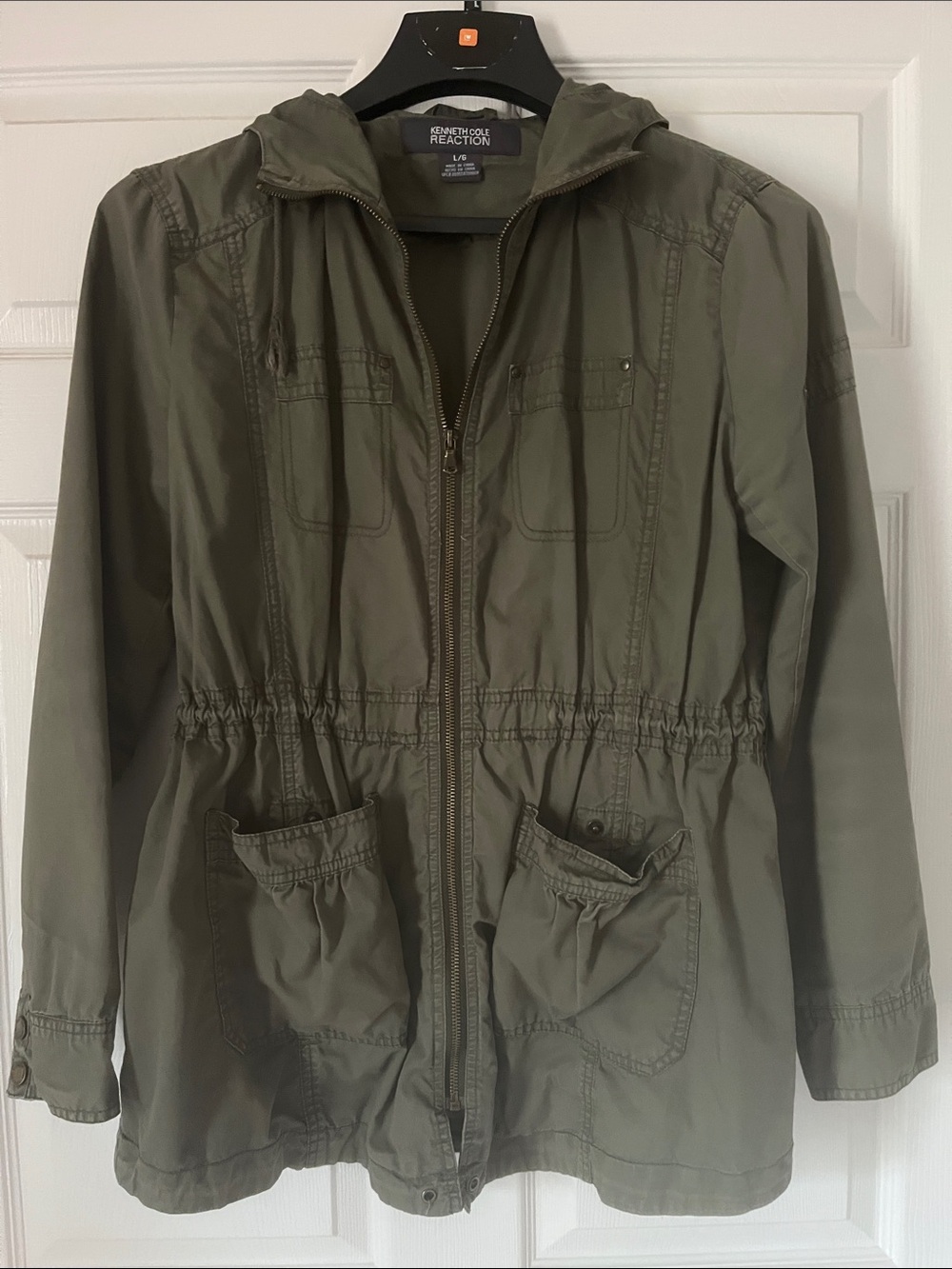 Kenneth Cole Reaction Olive Green Utility Hooded Jacket